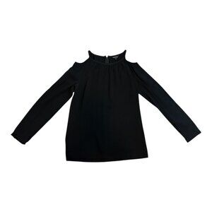 Club Monaco Black Cold Shoulder Long Sleeve Blouse Top Size XS Dressy Feminine